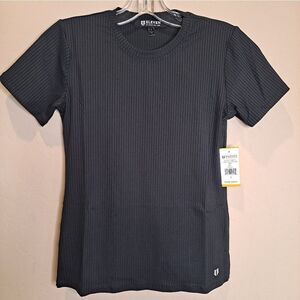 EleVen by Venus Williams Love to Love Ribbed Tee Black Size Small